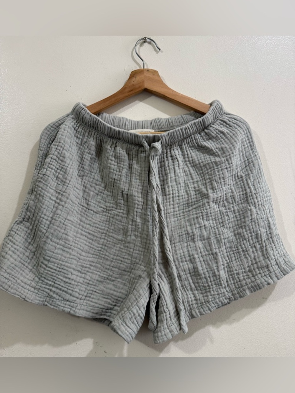 april meets october High-Waist Gauze Drawstring Shorts - Light Gray